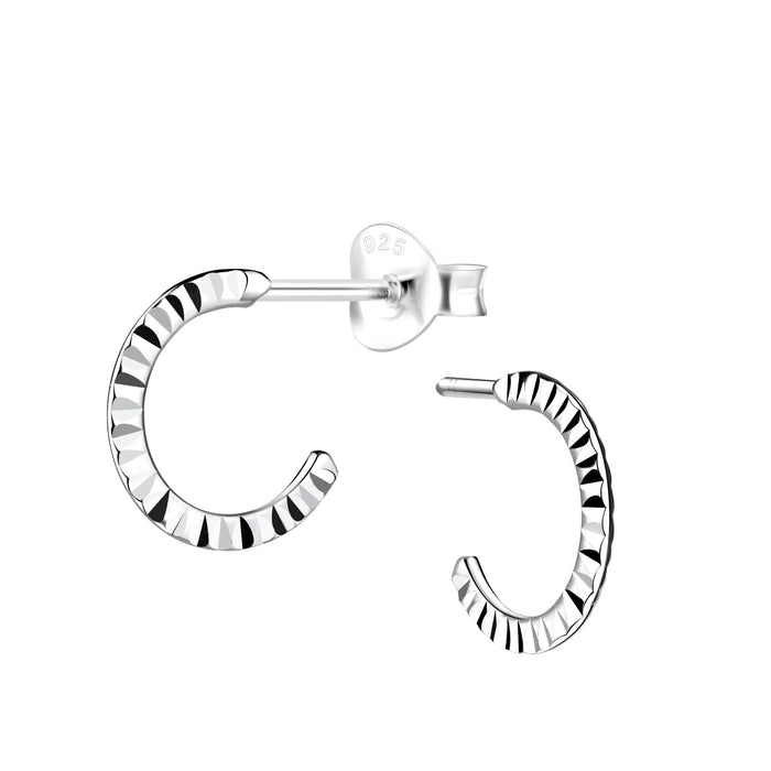 Joy|S - Zilveren oorringen stud - 10 mm - bewerking: diamond cut straight t90