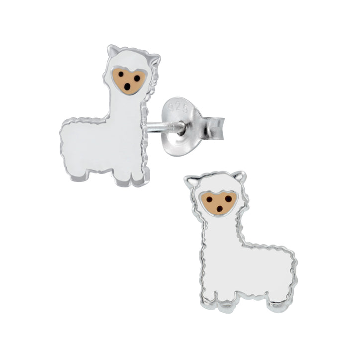 Joy|S - Zilveren Alpaca Lama oorbellen 8 x 12 mm wit