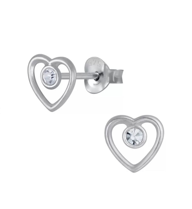 Joy|S - Zilveren hartje oorbellen - 7 mm - kristal