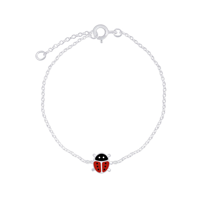 Joy|S - Zilveren lieveheersbeestje armband 14 cm + 2 cm
