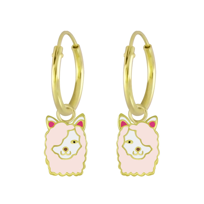 Joy|S - Zilveren Alpaca lama bedel oorbellen zacht roze - goudplating