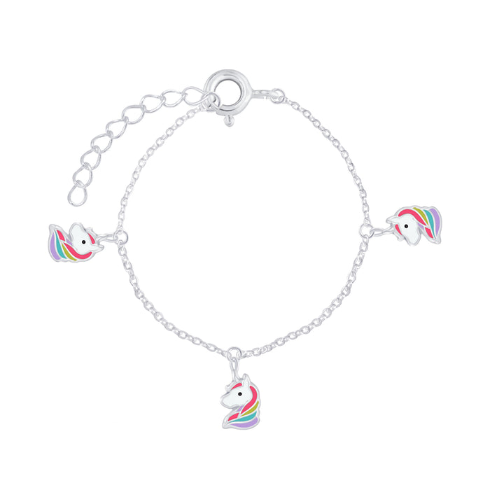 Joy|S - Zilveren eenhoorn armband 14 cm + 2 cm met 3 unicorn bedels