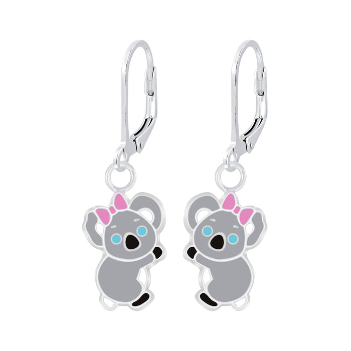 Joy|S - Zilveren Koala bedel oorbellen - leverback sluiting