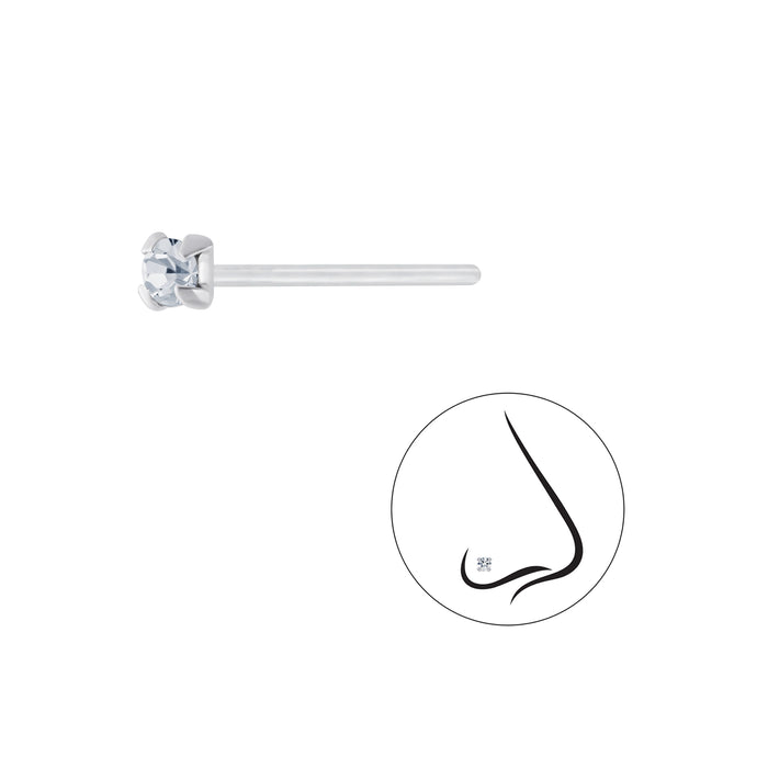 Joy|S - Zilveren petit neuspiercing kristal rond 2.5 mm 2 stuks