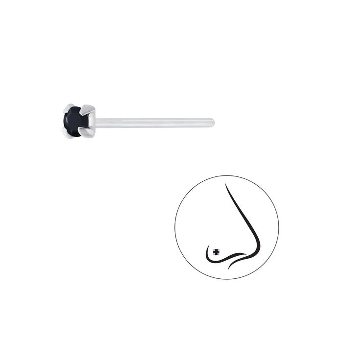 Joy|S - Zilveren petit neuspiercing kristal rond 2.5 mm zwart 2 stuks