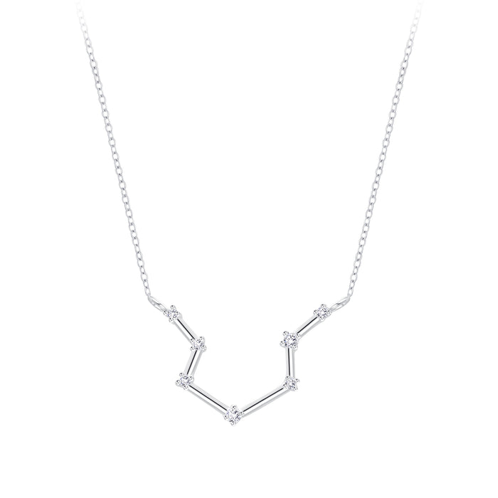 Joy|S - Zilveren sterrenbeeld ketting Aquarius Waterman met zirkonia