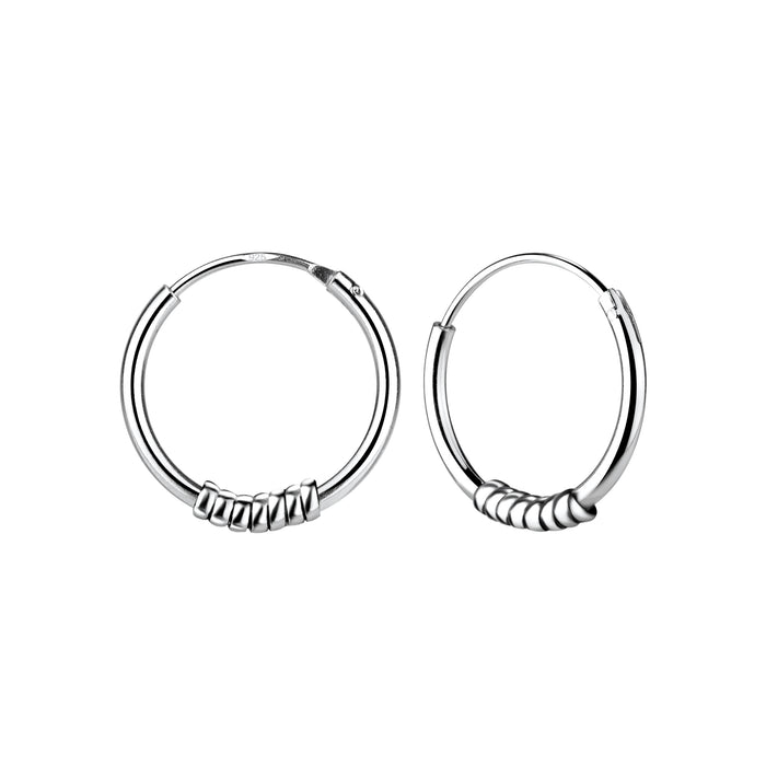 Joy|S - Zilveren Bali oorringen 14 mm - geoxideerd - t99