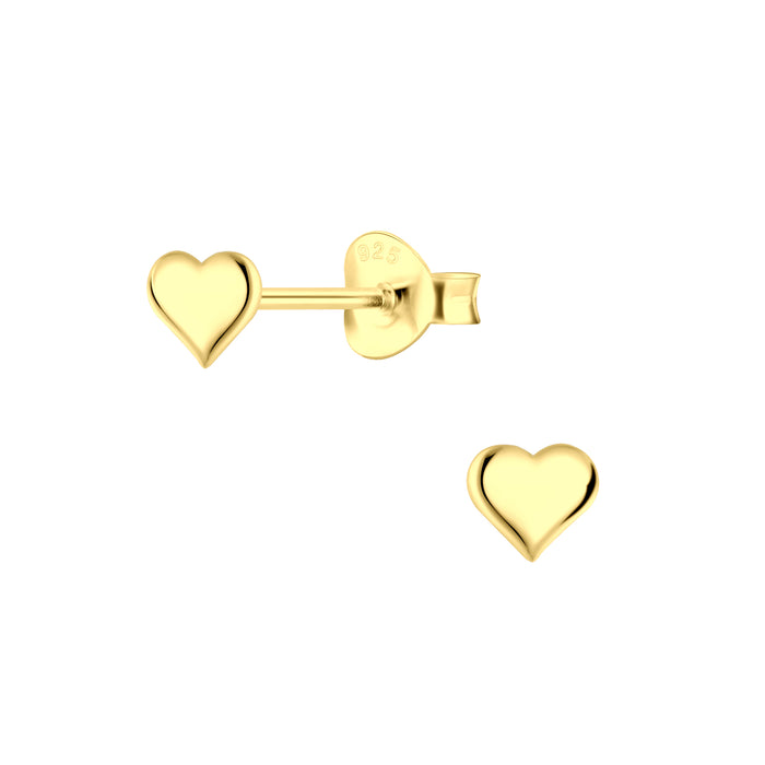 Joy|S - Zilveren hartje kinderoorbellen  - goudplating  goldplated - 4 mm