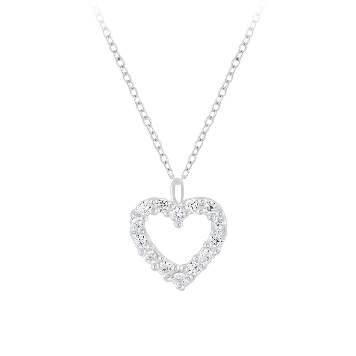 Joy|S - Zilveren hartje hanger met ketting - zirkonia - hartje 8 x 7 mm - ketting 45 cm