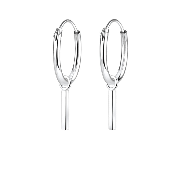 Joy|S - Zilveren bar 1 x 6 mm staaf bedel oorbellen - oorringen
