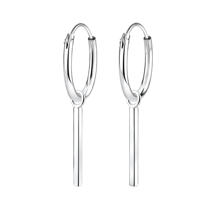 Joy|S - Zilveren bar 1 x 10 mm staaf oorbellen - oorringen