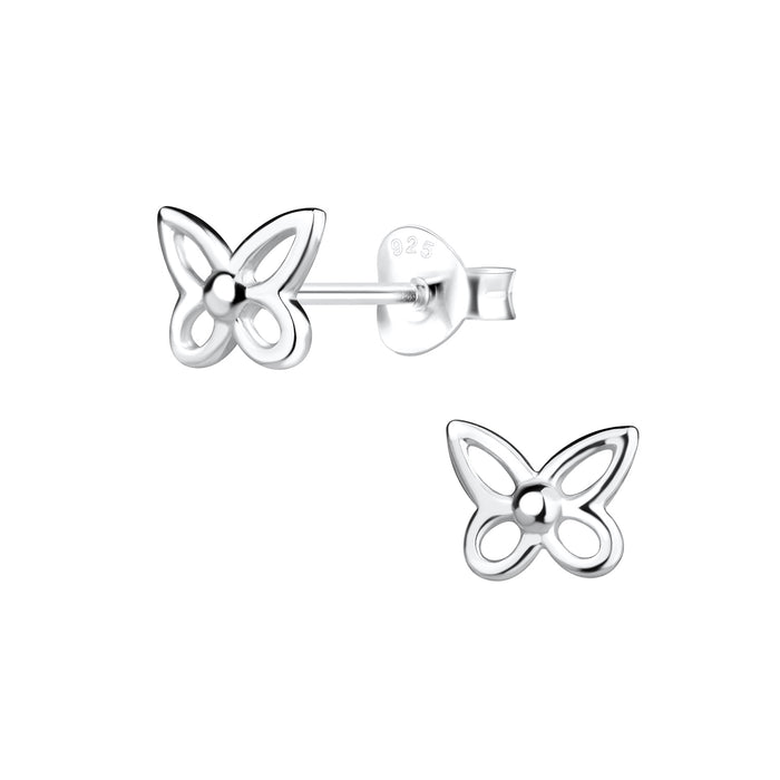 Joy|S - Zilveren vlinder oorbellen - 7 x 6 mm