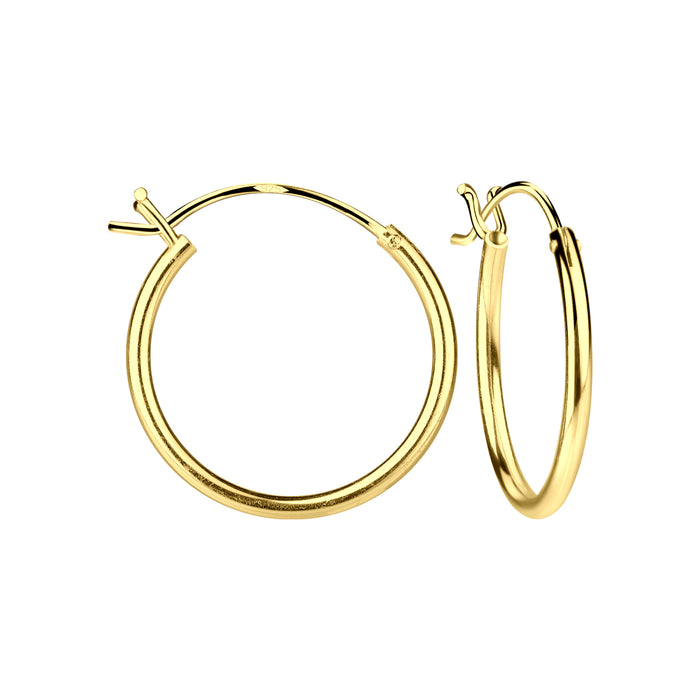 Joy|S - Zilveren oorringen 18 mm - Franse sluiting - goudplating