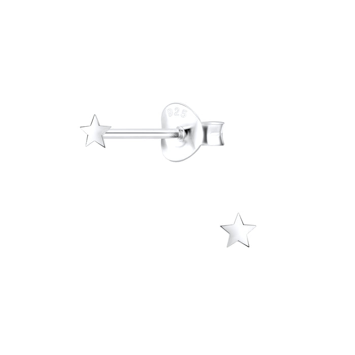 Joy|S - Zilveren mini ster oorbellen - 3 mm - voor kinderen