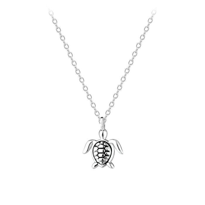 Joy|S - Zilveren schildpad hanger met ketting - 45 cm
