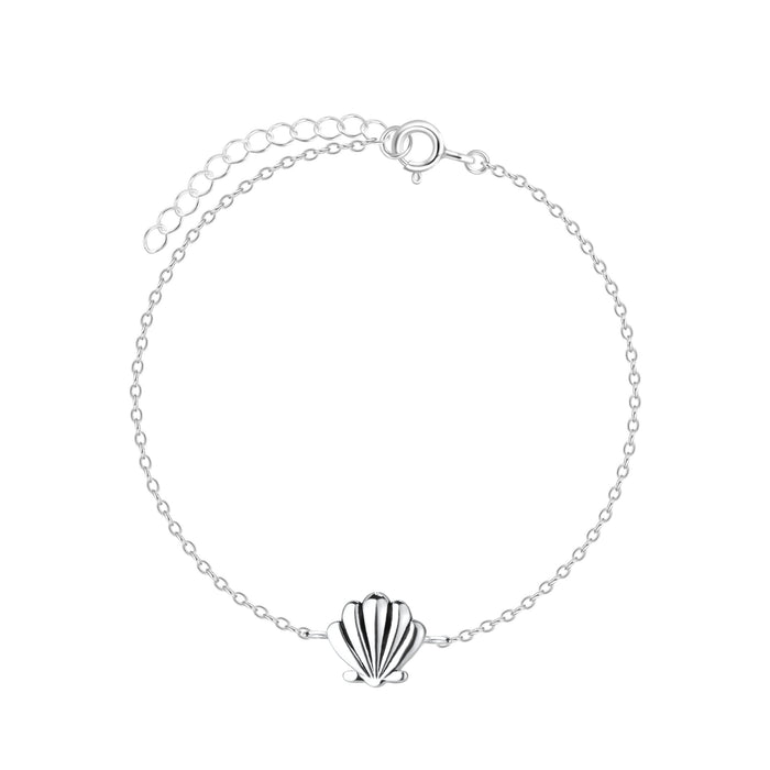 Joy|S - Zilveren armband - schelp - geoxideerd - 15 cm + 3 cm