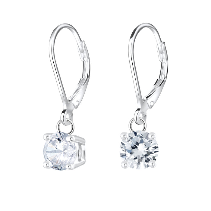 Joy|S - Zilveren oorbellen - zirkonia bedel 6 mm - leverback sluiting