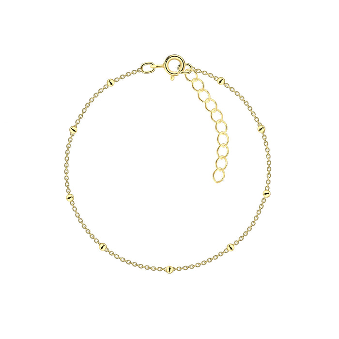 Joy|S - Zilveren armband - schakel armband voor kinderen - satellite - 15 cm + 3 cm extension - goudplating