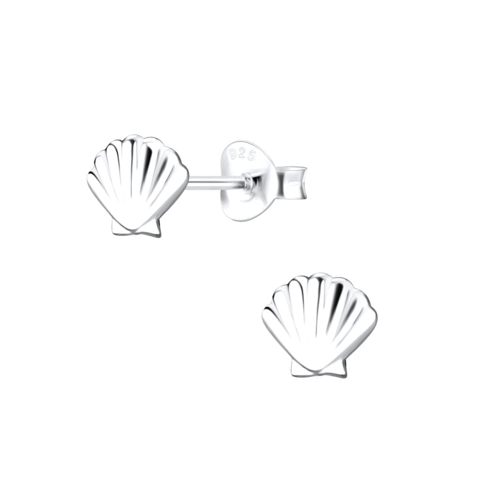 Joy|S - Zilveren schelp oorbellen - 6 x 5 mm massief - kinderoorbellen