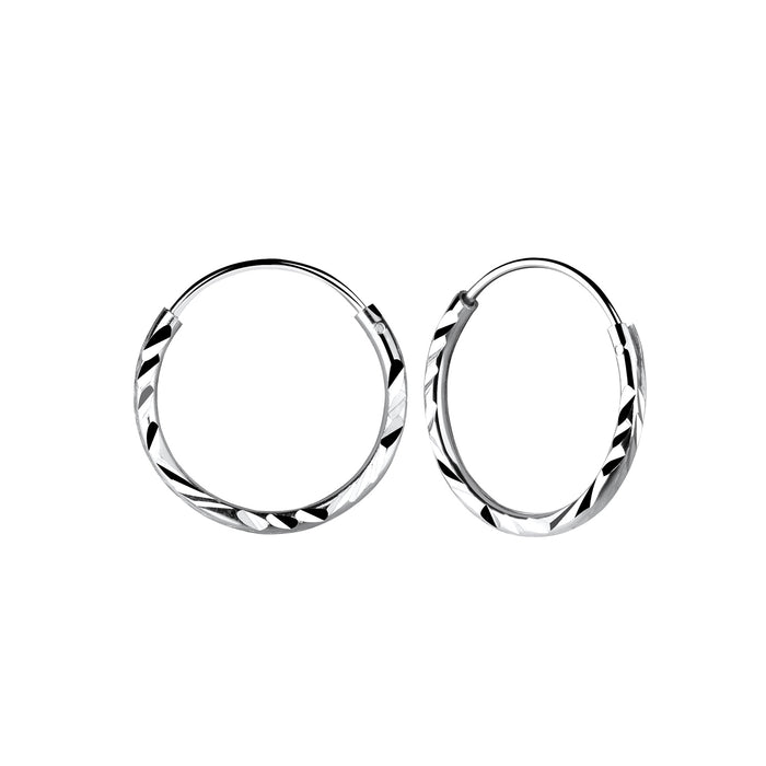 Joy|S - Zilveren oorringen 14 mm - diamond cut - oorbellen - sterling zilver 925
