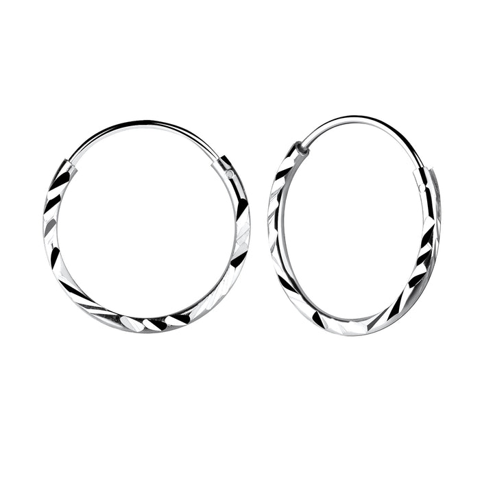 Joy|S - Zilveren oorringen 18 mm - diamond cut
