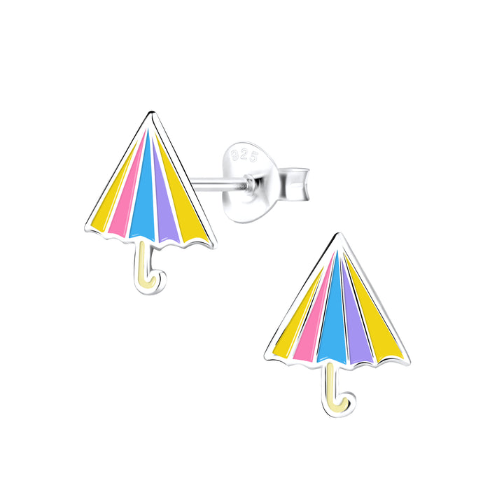 Joy|S - Zilveren paraplu oorbellen - 8 x 10 mm - multicolor - t56