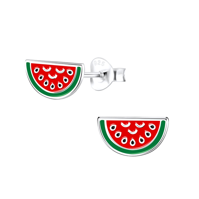 Joy|S - Zilveren meloen oorbellen - 9 x 5 mm - watermeloen