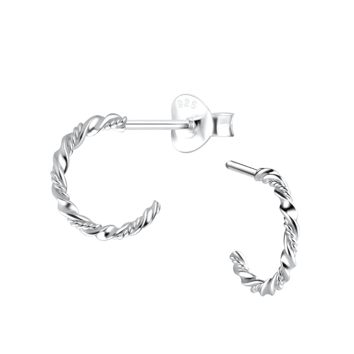 Joy|S - Zilveren oorringen stud - 10 mm - twisted / gedraaid - dikte 1.3 mm