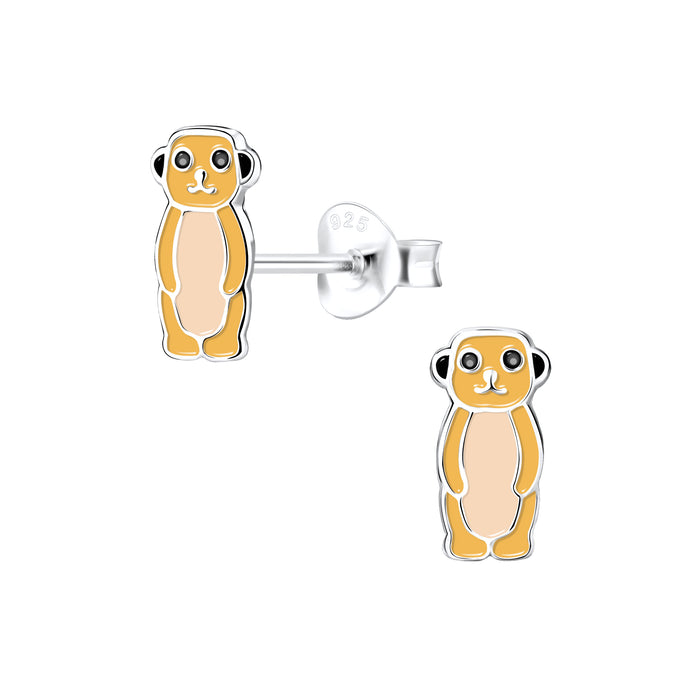 Joy|S - Zilveren stokstaartje oorbellen - 5 x 9 mm - meerkat