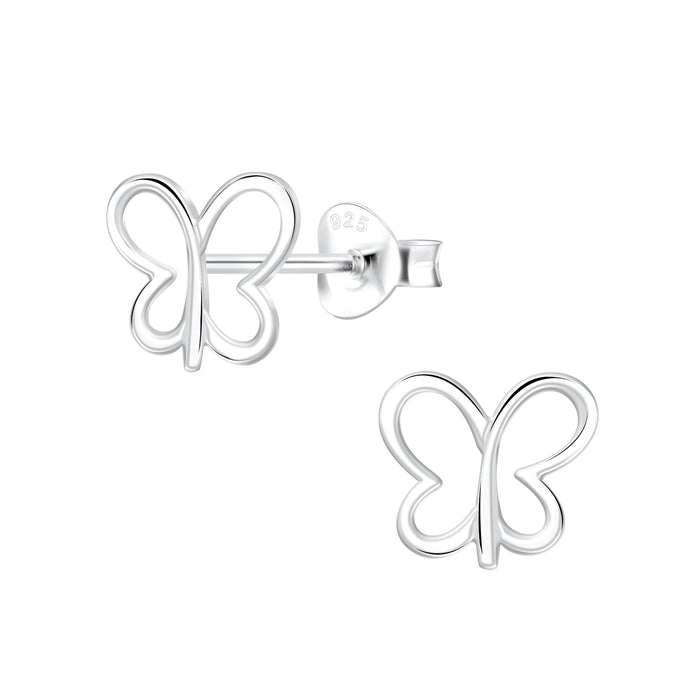 Joy|S - Zilveren vlinder oorbellen - 8 x 7 mm
