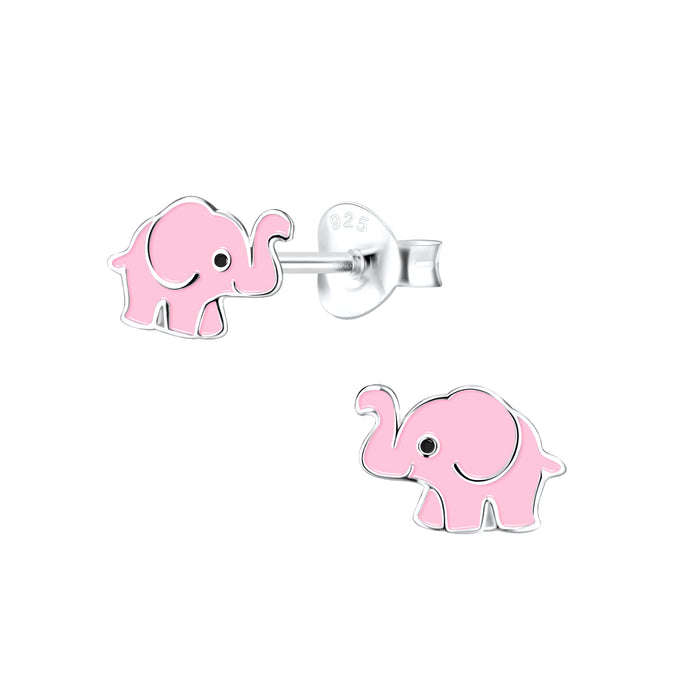 Joy|S - Zilveren olifant oorbellen - roze - 9 x 6 mm