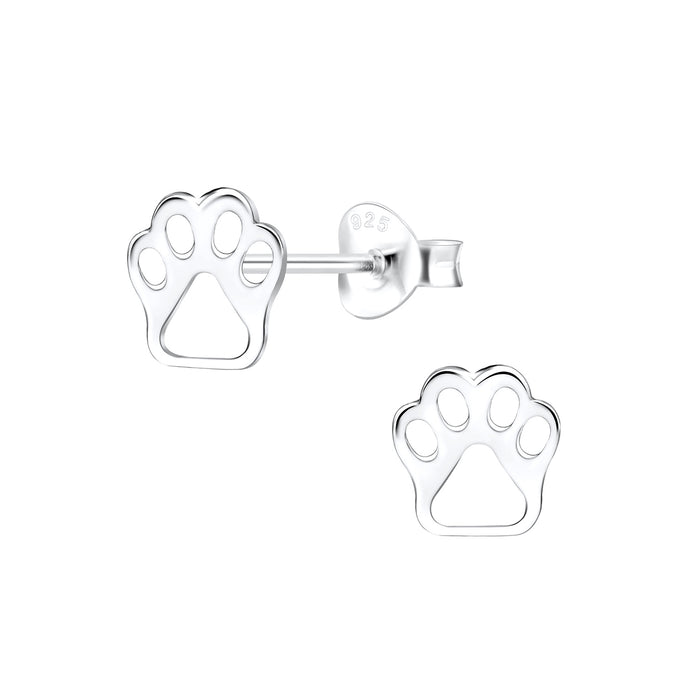 Joy|S - Zilveren kat hond dierenpoot oorbellen - 7 mm - poot afdruk - gepolijst