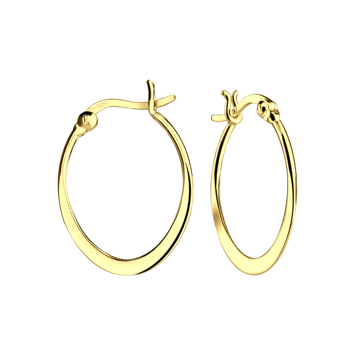 Joy|S - Zilveren ovale oorringen - 17 x 25 mm - Franse sluiting - goudplating / goldplated