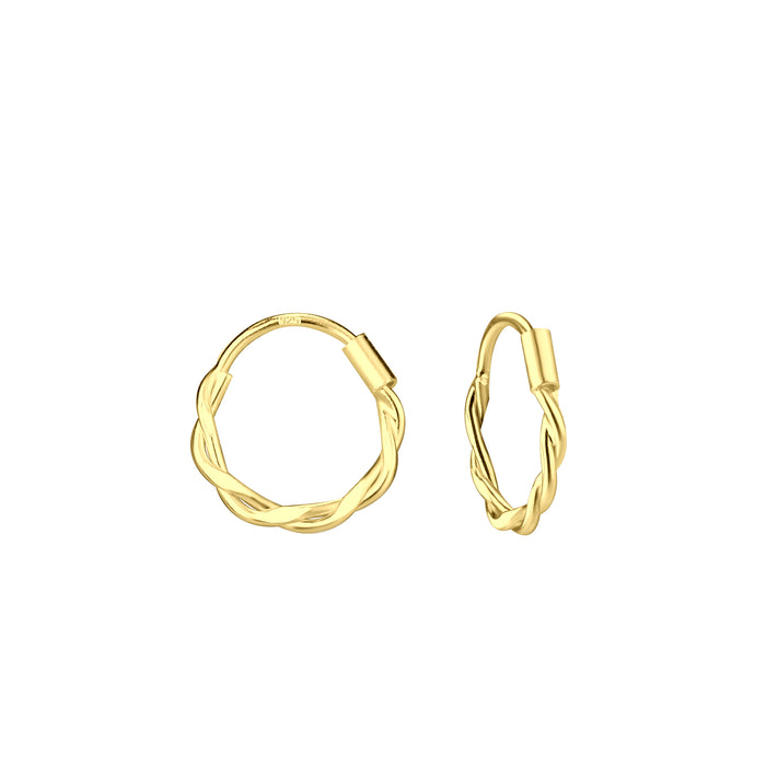 Joy|S - Zilveren oorringen - twisted - 11 mm - goudplating - t85
