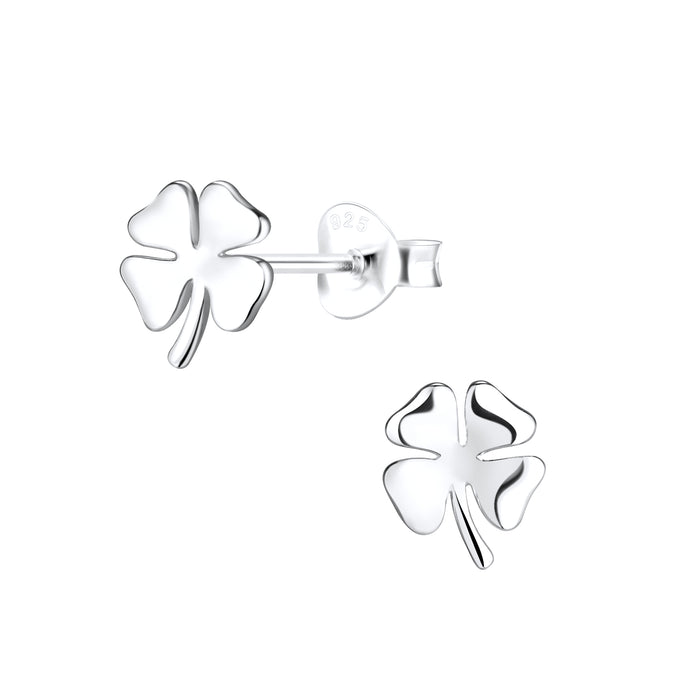 Joy|S - Zilveren klaver oorbellen - 7 x 8 mm - klavertje vier oorknoppen - gepolijst
