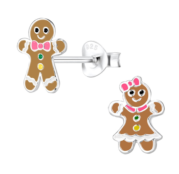 Joy|S - Zilveren poppetjes oorbellen - peperkoek - gingerbread - speculaas sinterklaas kerst - kinderoorbellen