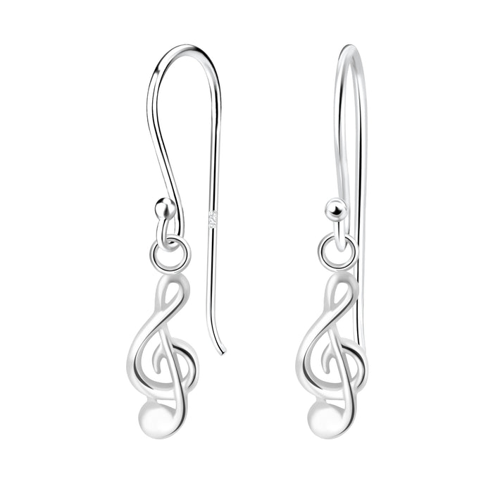 Joy|S - Zilveren muzieksleutel bedel oorbellen - G sleuteltje - oorhangers - muziek - sterling zilver 925