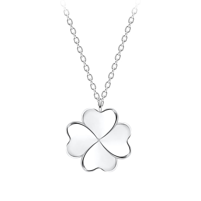 Joy|S - Zilveren klaver hanger inclusief ketting 45 cm - klavertje vier 11 mm massief