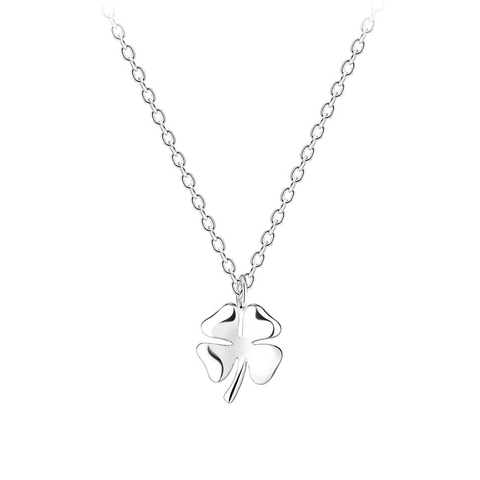 Joy|S - Zilveren klaver hanger inclusief ketting 45 cm - klavertje vier 10 x 12 mm massief