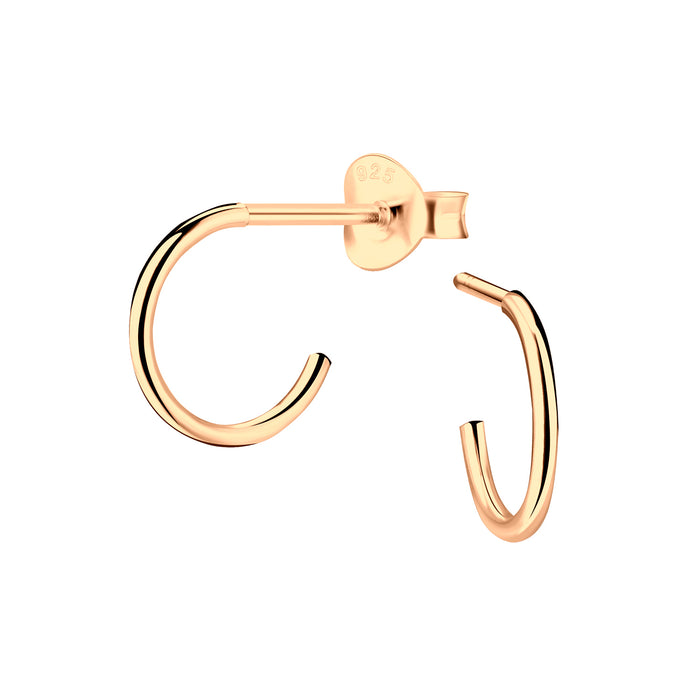 Joy|S - Zilveren oorringen stud - 10 mm - rose plated