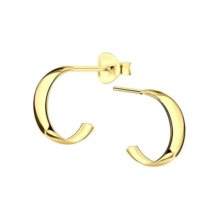 Joy|S - Zilveren oorringen stud - 3 mm / 11 mm - goudplating