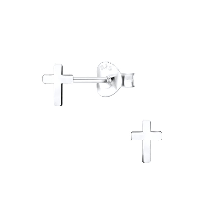Joy|S - Zilveren mini kruisje oorbellen - 4 x 6 mm kruis oorknoppen