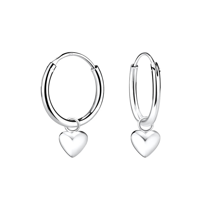 Joy|S - Zilveren hartje bedel oorbellen - oorringen - 12 mm/ 5 mm - massief hartje