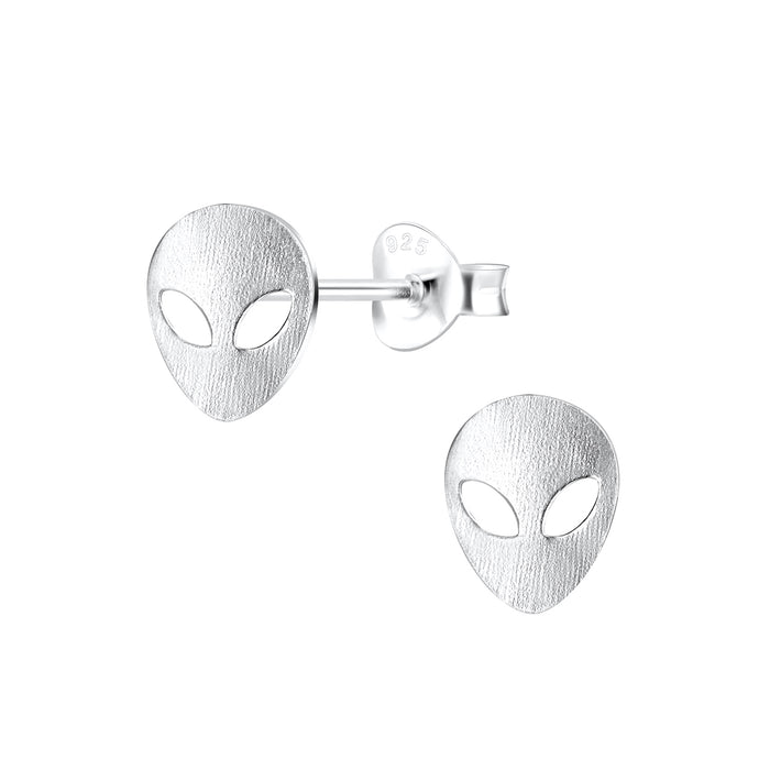 Joy|S - Zilveren oorbellen - Alien - 6 x 8 mm