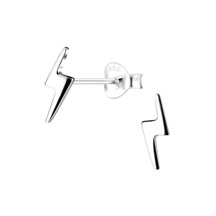 Joy|S - Zilveren bliksem oorbellen - 3 x 9 mm - oorknoppen