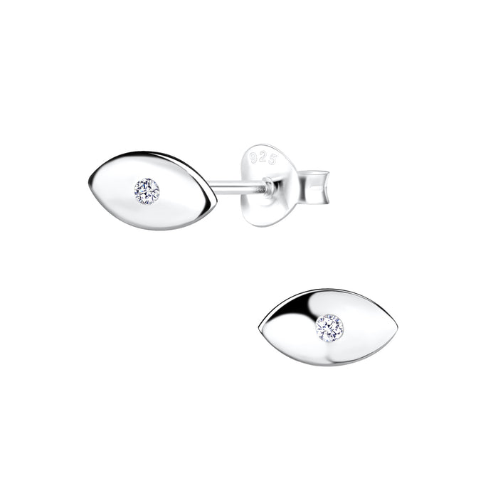 Joy|S - Zilveren boze oog oorbellen - evil eye - 8 x 5 mm - zirkonia