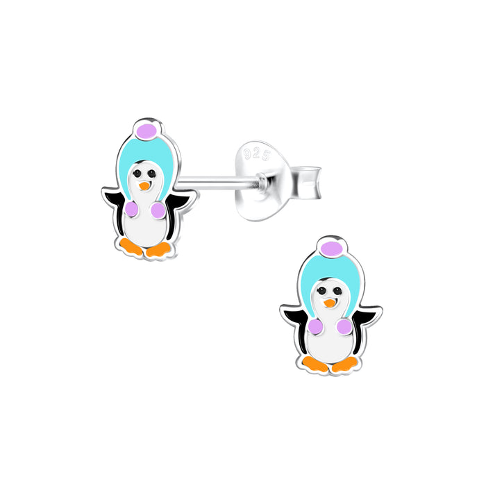 Joy|S - Zilveren pinguin oorbellen - 6 x 8 mm - kinderoorbellen - t37