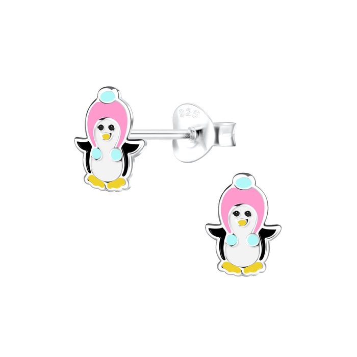 Joy|S - Zilveren pinguin oorbellen - 6 x 8 mm - kinderoorbellen - t79