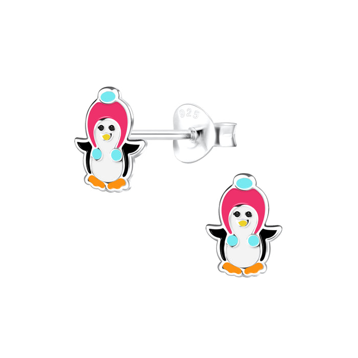 Joy|S - Zilveren pinguin oorbellen - 6 x 8 mm - kinderoorbellen - t63