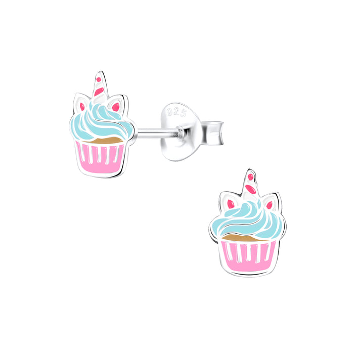 Joy|S - Zilveren cupcake oorbellen - 6 x 8 mm oorknoppen - t08